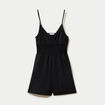 Combishort large col v fines bretelles noir femme