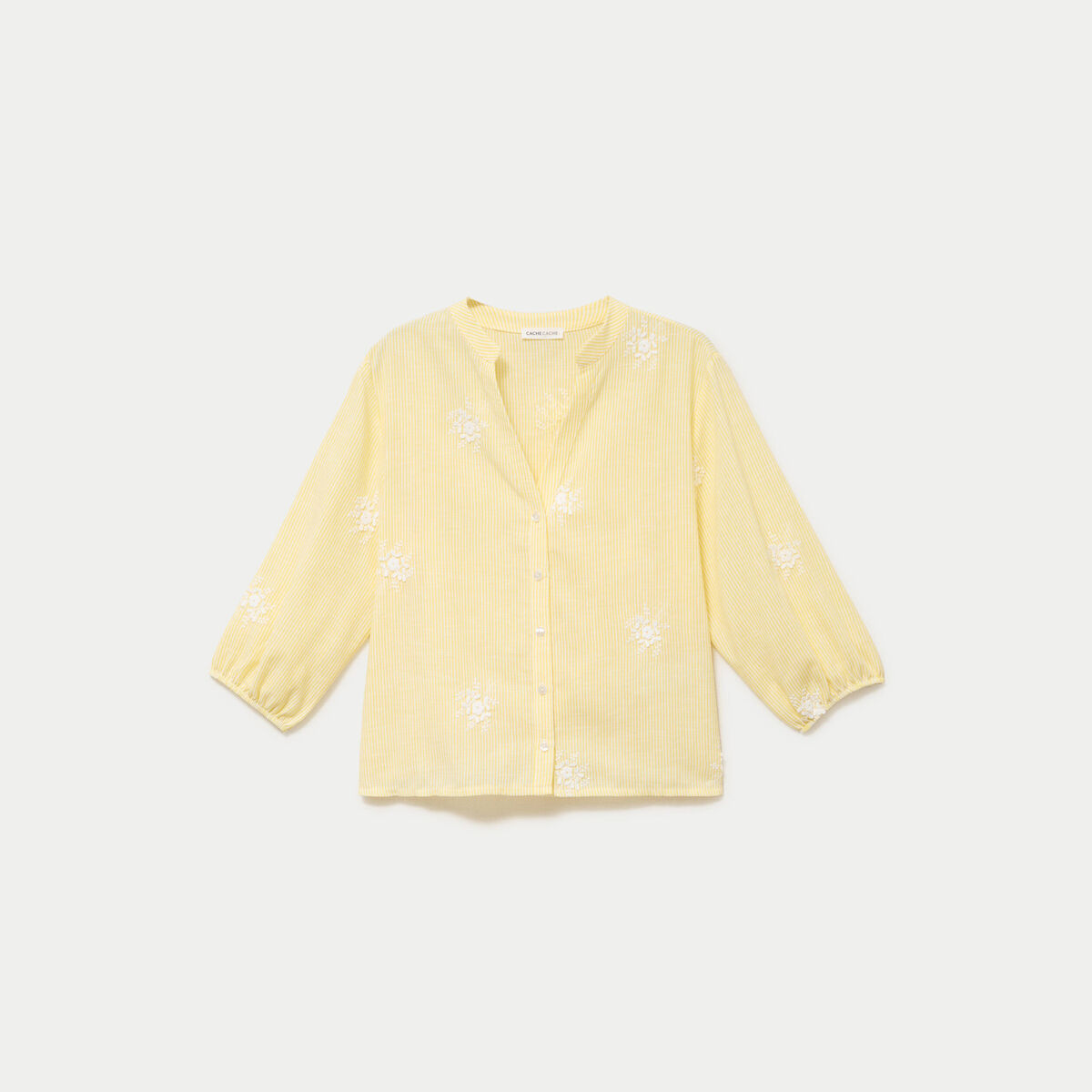 Blouse col tunisien jaune femme