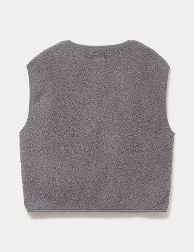 Gilet sans manches bouclette gris femme