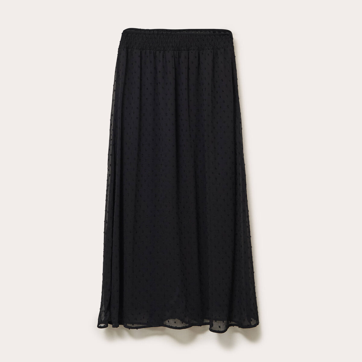 Jupe longue &agrave; plumetis noir femme