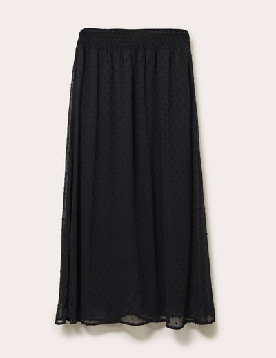 Jupe longue &agrave; plumetis noir femme