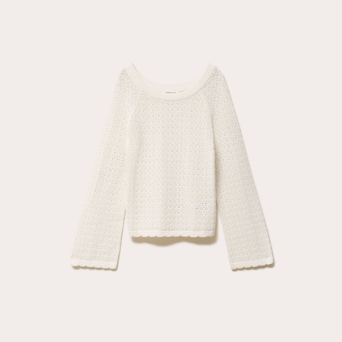 Pull ajour&eacute; ecru femme