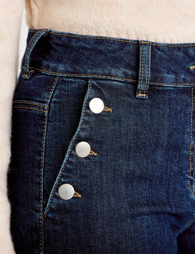 Jean wide leg cropped taille haute denim blue black femme