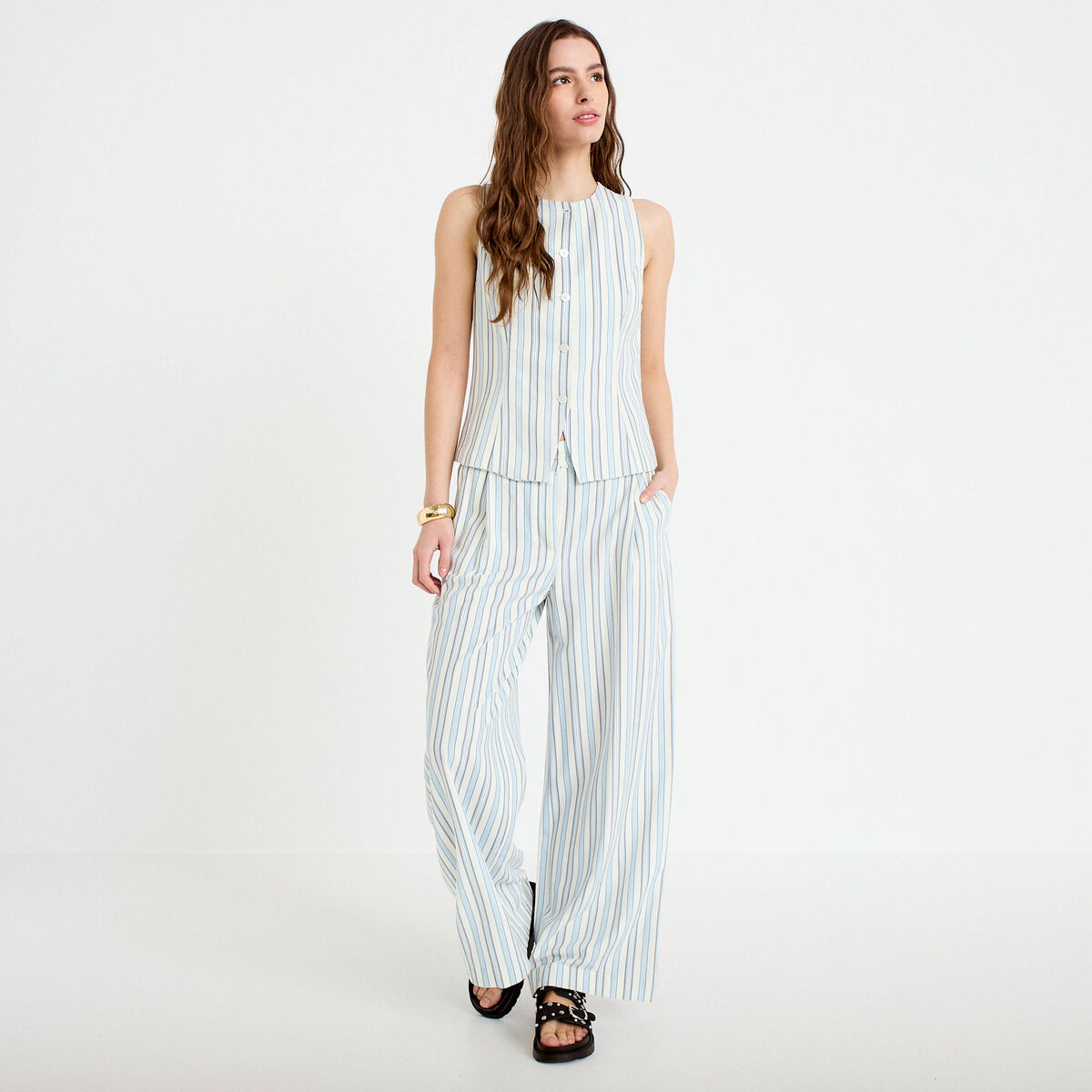 Pantalon large blanc femme