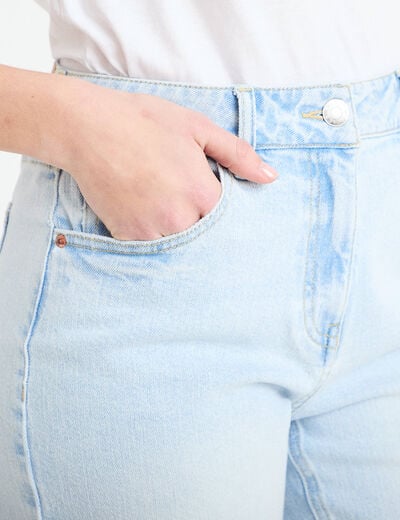 Bermuda large en jean denim bleach femme