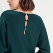 Pull manches chauves-souris vert fonc&eacute; femme