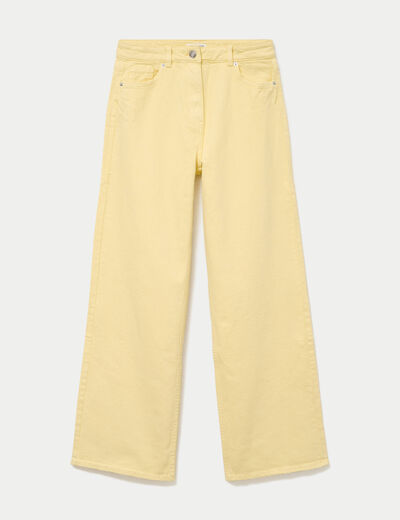 Jean wide leg taille haute jaune pastel femme