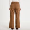 Pantalon bootcut taille basse en jean marron femme