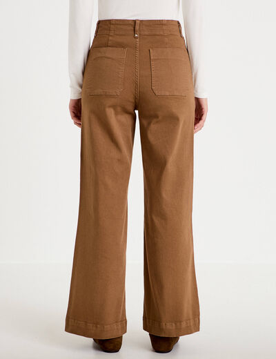 Pantalon bootcut taille basse en jean marron femme