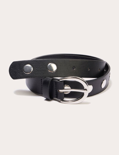 Ceinture fine &agrave; d&eacute;tails clout&eacute;s noir femme