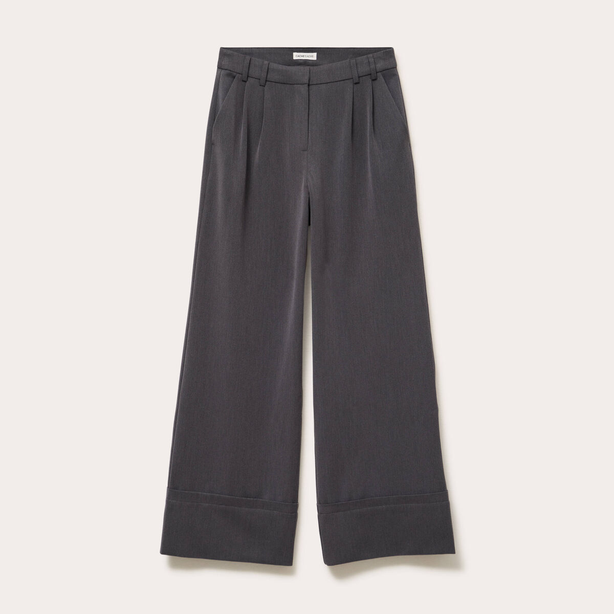 Pantalon large taille standard gris clair femme