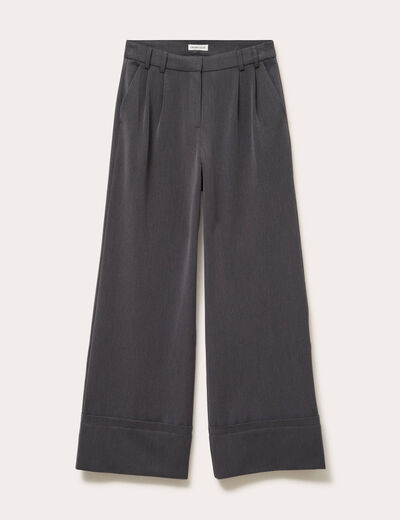 Pantalon large taille standard gris clair femme