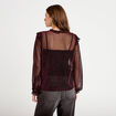 Blouse voile transparent paillet&eacute; violet fonc&eacute; femme
