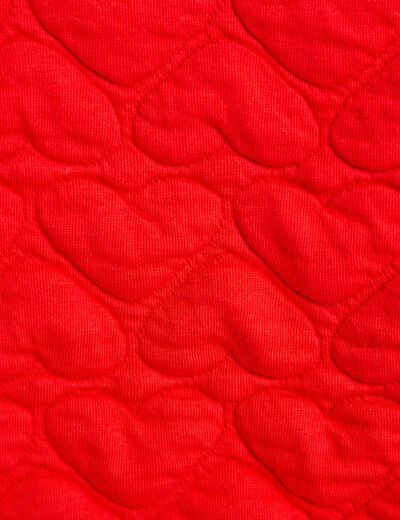 Gilet droit col v manches longues rouge femme