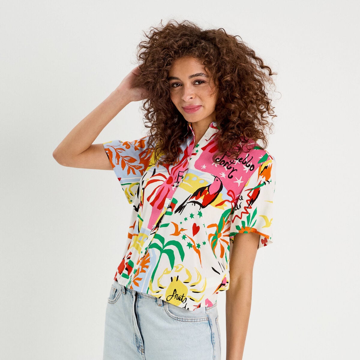 Chemise manches courtes blanc femme