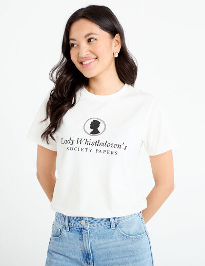 T-shirt col rond Bridgerton ecru femme