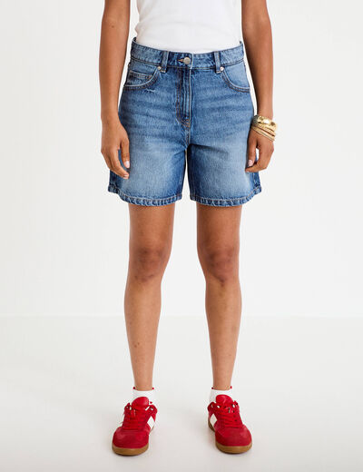 Bermuda regular 5 poches en jean denim double stone femme