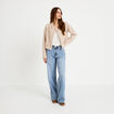 Veste droite cropped effet polaire ivoire femme