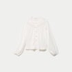 Blouse col rond manches longues ecru femme