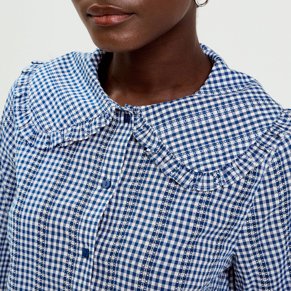 Blouse col claudine bleu roi femme