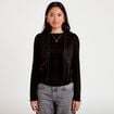 Gilet droit sans manches aspect daim noir femme