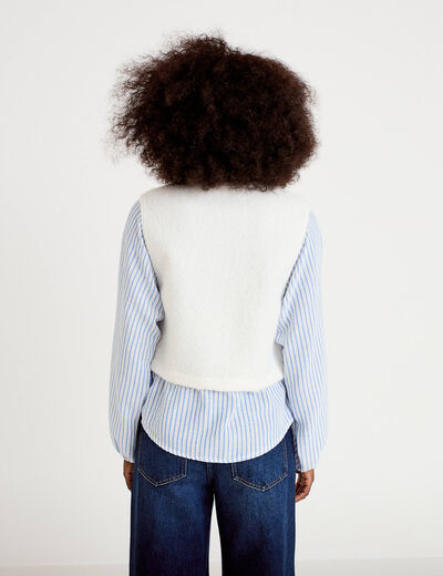 Pull chemise 2-en-1 ecru femme