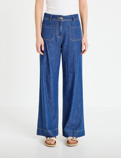 Jean wide leg taille standard denim stone femme