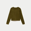 Gilet boutonn&eacute; manches longues vert olive femme