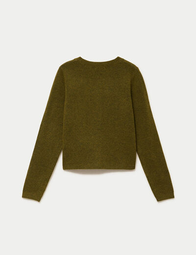 Gilet boutonn&eacute; manches longues vert olive femme