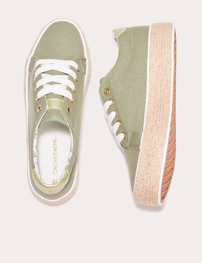 Baskets espadrilles plates vert kaki femme