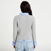 Gilet col chemise manches longues gris clair femme