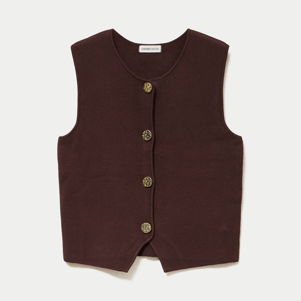 Gilet sans manches cropped marron fonc&eacute; femme