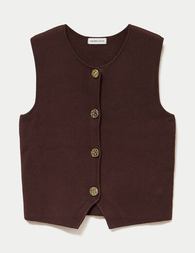Gilet sans manches cropped marron fonc&eacute; femme