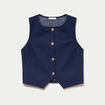 Gilet jean cintr&eacute; cropped sans manches denim brut femme