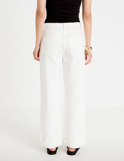 Jean wide leg taille haute ecru femme