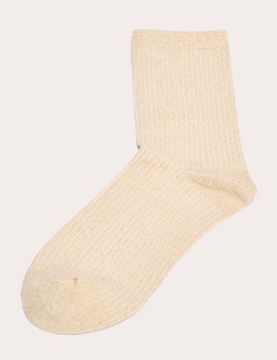 Chaussettes fils m&eacute;tallis&eacute;s couleur or femme