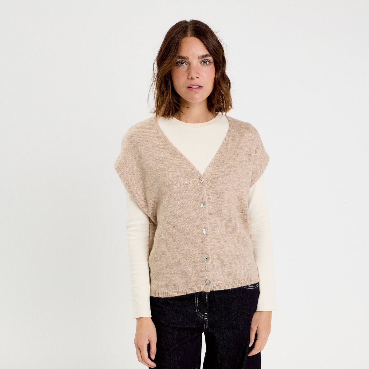 Gilet sans manches sable femme