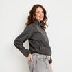 Veste effet boule col montant tweed noir femme