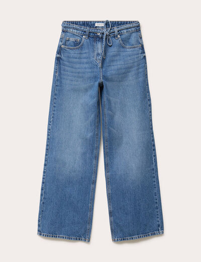 Jean wide leg ceinture taille standard denim double stone femme