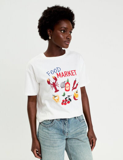 T-shirt manches courtes blanc femme