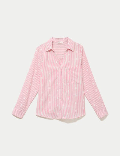 Chemise droite manches longues rouge femme