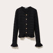 Gilet col rond manches longues noir femme