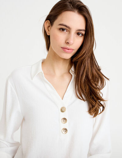 Blouse manches longues ecru femme