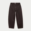 Jean barrel taille standard marron fonc&eacute; femme