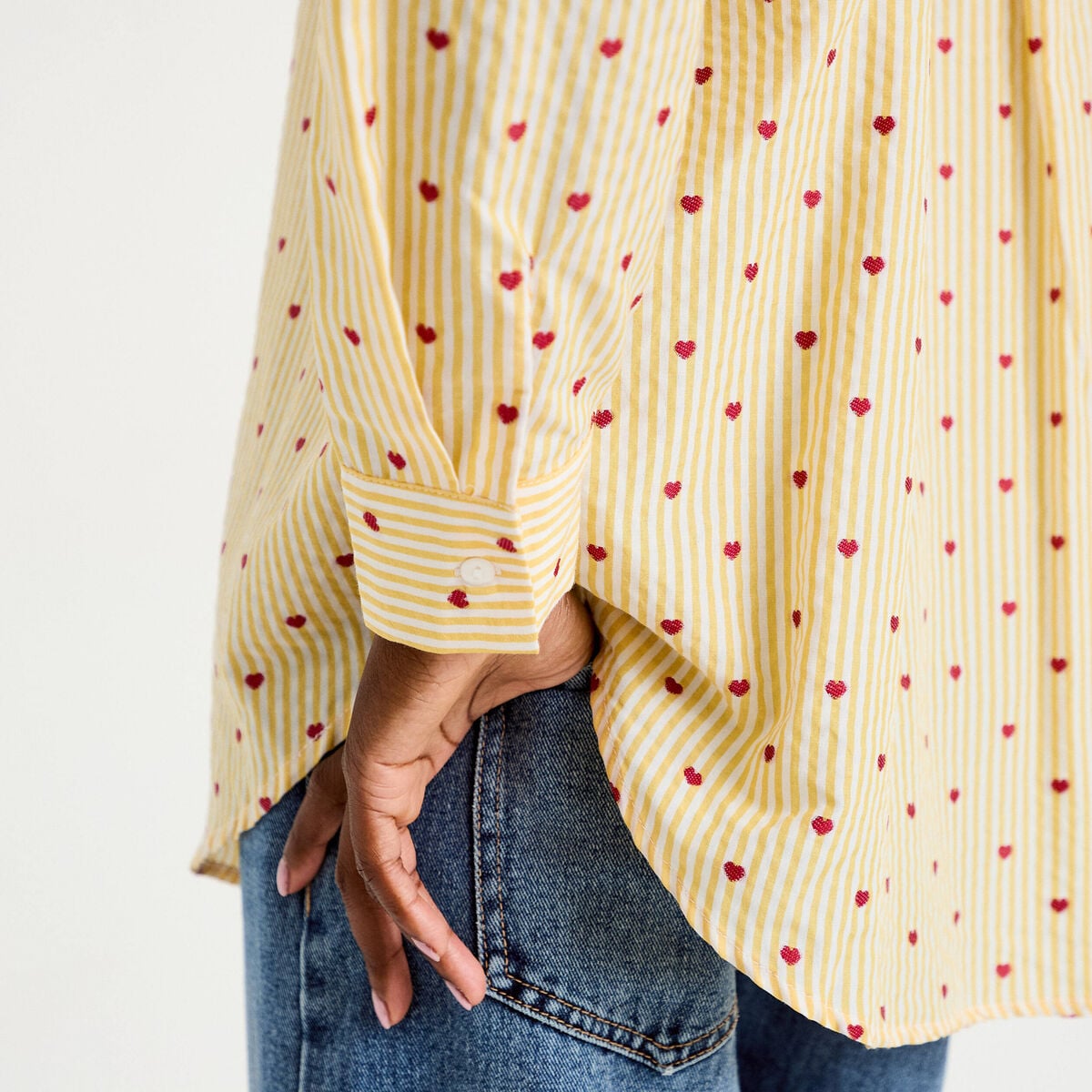 Chemise oversize manches longues jaune femme