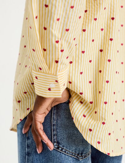 Chemise oversize manches longues jaune femme