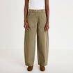 Pantalon barrel taille haute vert kaki femme