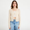 Gilet ajour&eacute; cintr&eacute; manches longues sable femme