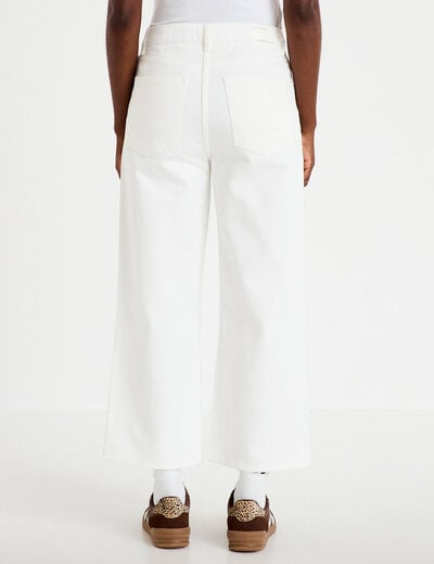 Jean bootcut cropped taille haute ecru femme