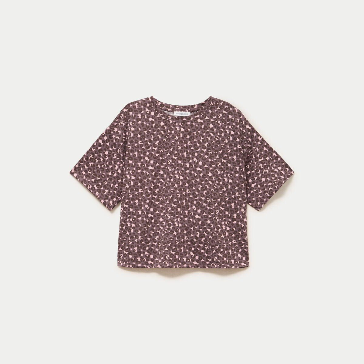 T-shirt col rond manches courtes violet femme